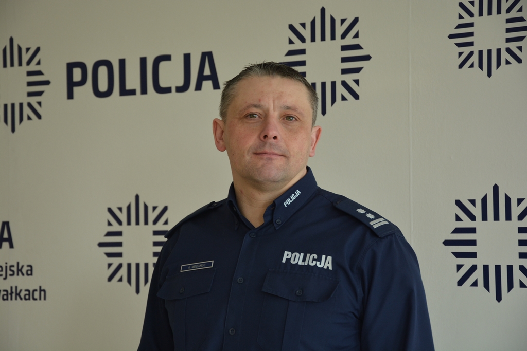 Komendant Miejski Policji w Suwałkach młodszy inspektor Adam Miezianko, fot. KMP Suwałki
