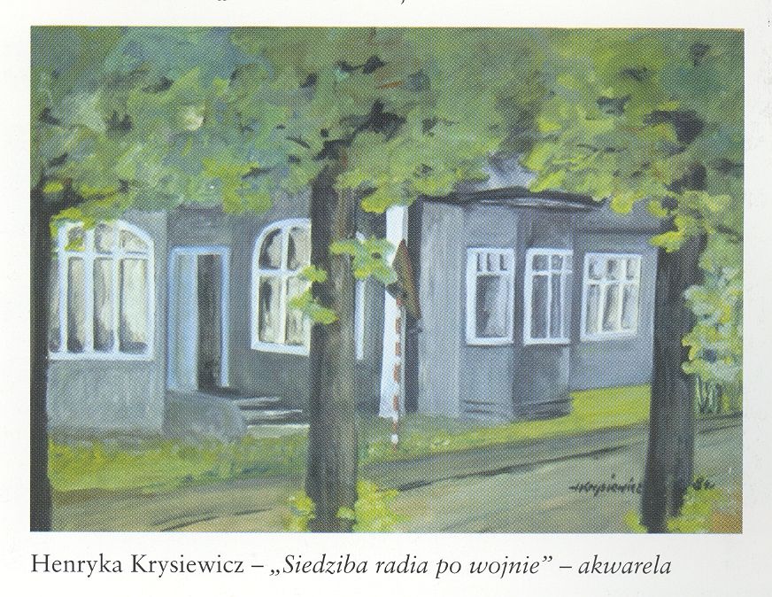 Siedziba Polskiego Radia Białystok przy ul. Mickiewicza - akwarela Henryki Krysiewicz
