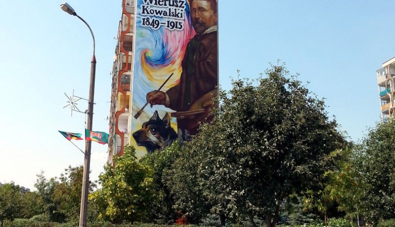 W Suwałkach powstał mural z malarzem Alfredem Wierusz-Kowalskim, 8.08.2015, fot. Iza Kosakowska