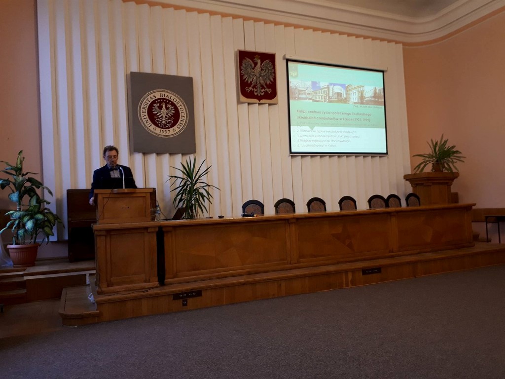 Prof. Ihor Sribniak na wykładzie w Uniwersytecie w Białymstoku