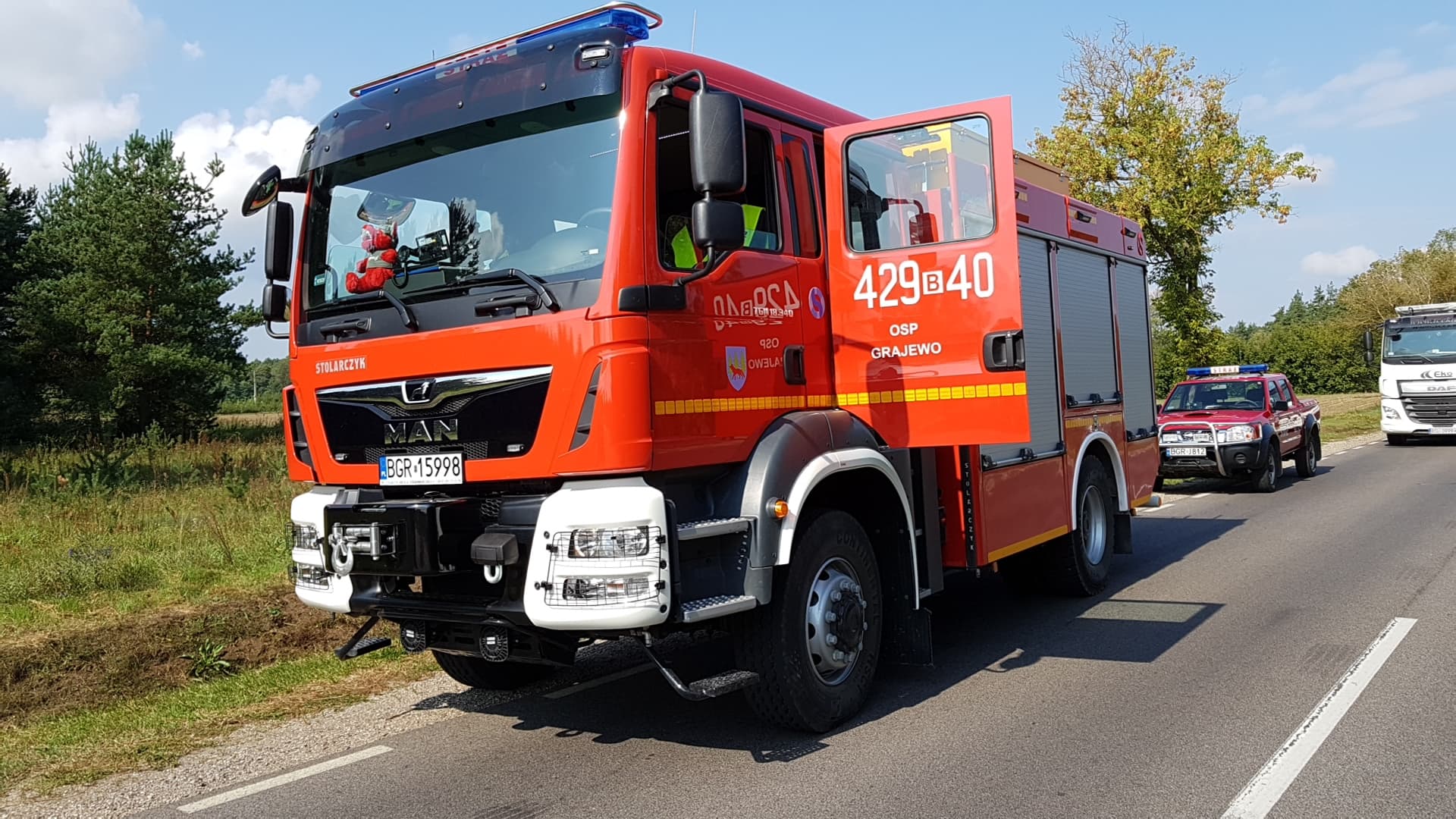 Wypadek na Drodze Krajowej 65 - Fot. OSP Grajewo