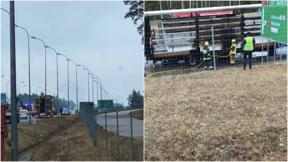 Pożar ciężarówki na DK8, 24.03.2025, źródło: Facebook/Kolizyjne Podlasie