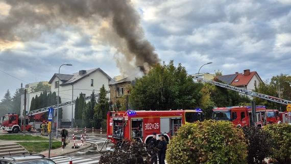 Pożar budynku jednorodzinnego w Białymstoku
