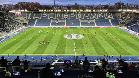 Przed meczem RC Strasbourg - Jagiellonia Białystok, 23.10.2025, fot. Joanna Szubzda
