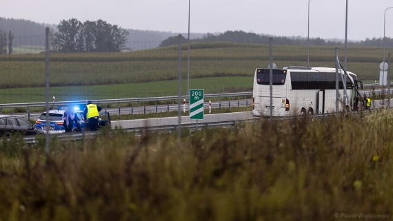 Wypadek na trasie S61 w okolicach Kisielnicy, 15.09.2025, fot. Paweł Wądołowski