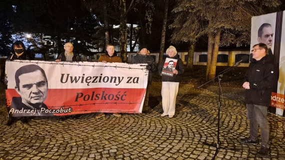 Akcja solidarnościowa z więzionym na Białorusi Andrzejem Poczobutem, 27.10.2025, fot. Marcin Mazewski