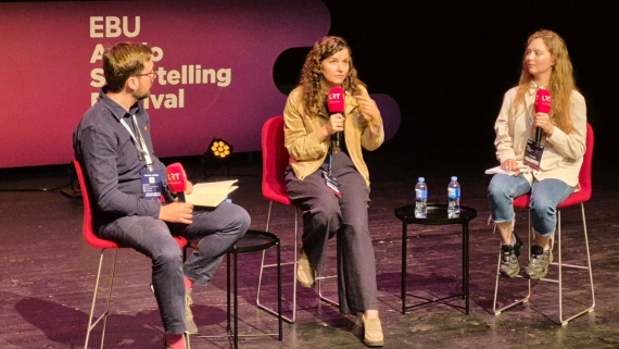 Dominika Dębska zaprezentowała serial dokumentalny "Na pograniczu wytrzymałości" na konferencji EBU Audio Storytelling Festival, 28.05.2025, fot. Joanna Sikora