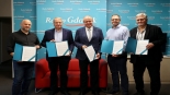 Jakub Osika (Radio Rzeszów), Mirosław Kasprzak (Radio Lublin), Krzysztof Lodziński (Radio Gdańsk), Marcin Tomkiel (Radio Białystok), Artur Lewandowski (Radio Olszyn) (fot. Radio Gdańsk/Martyna Krawcewicz)